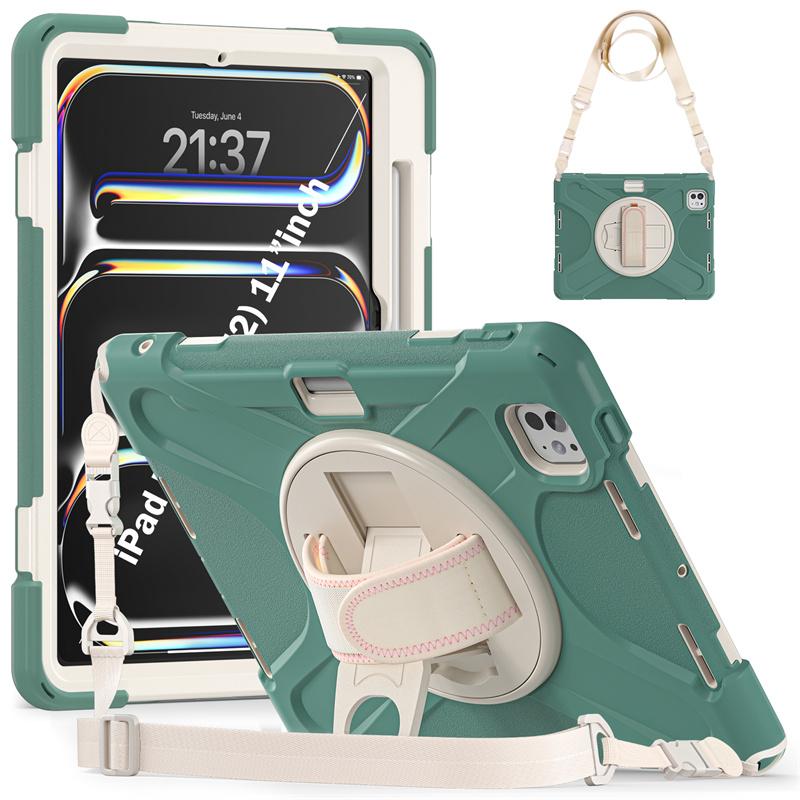 Kickstand Shockproof Cover For iPad Pro 11 12.9 13 M4 Case iPad Air 11" 13" M2 4th 5th 10.9 10th Funda Capa +Shoulder Strap