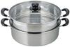 Vense 30cm Two-Tier Steamer with Glass Lid, Induction Compatible, Stainless Steel, Silver, VR-8183
