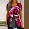 Рубашки для женщин, топы с короткими рукавами, нарядные летние повседневные блузки с v-образным вырезом и нерегулярным подолом с принтом, футболки