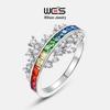 S925 Silver Rainbow Zircon Ring with Colorful Gemstones, European and American Style