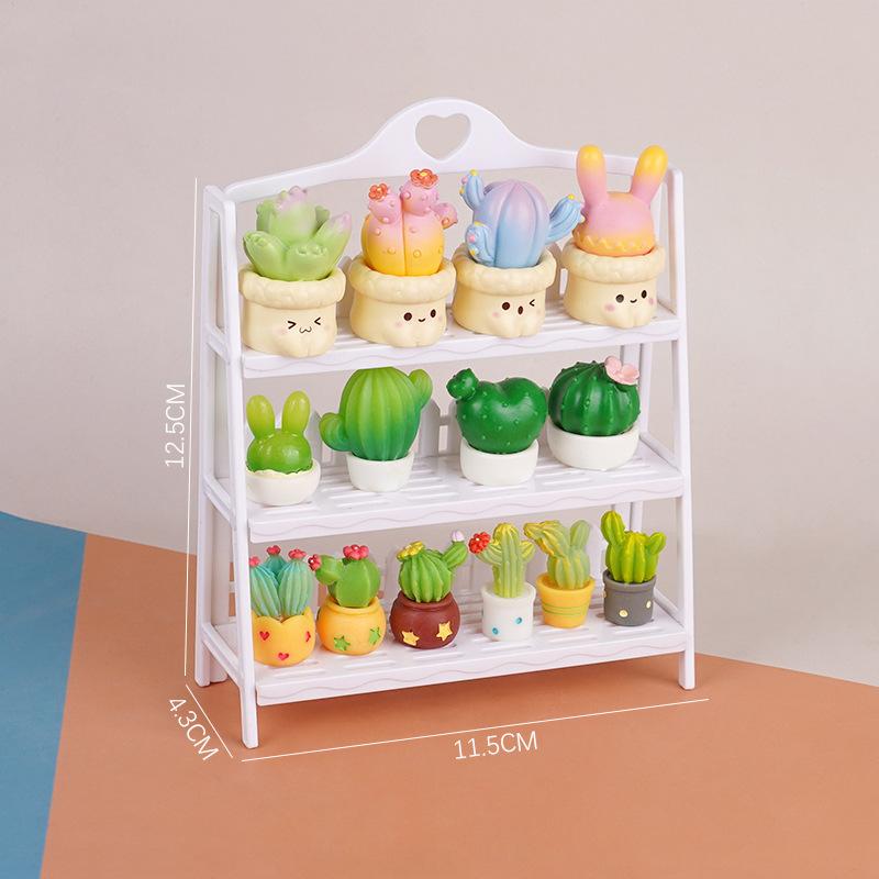 Mini Simulation Play House Bread Rack Flower Rack Supermarket Model Doll House Ornament Children Play House Toys