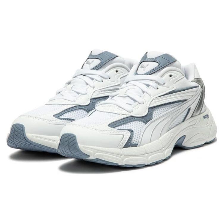 Puma Tevaris Nitro Металлизированная Ткань Синтетическая Кожа Повседневные Низкие Кроссовки для Образа Жизни Женские кроссовки Белый Синий 391098-04