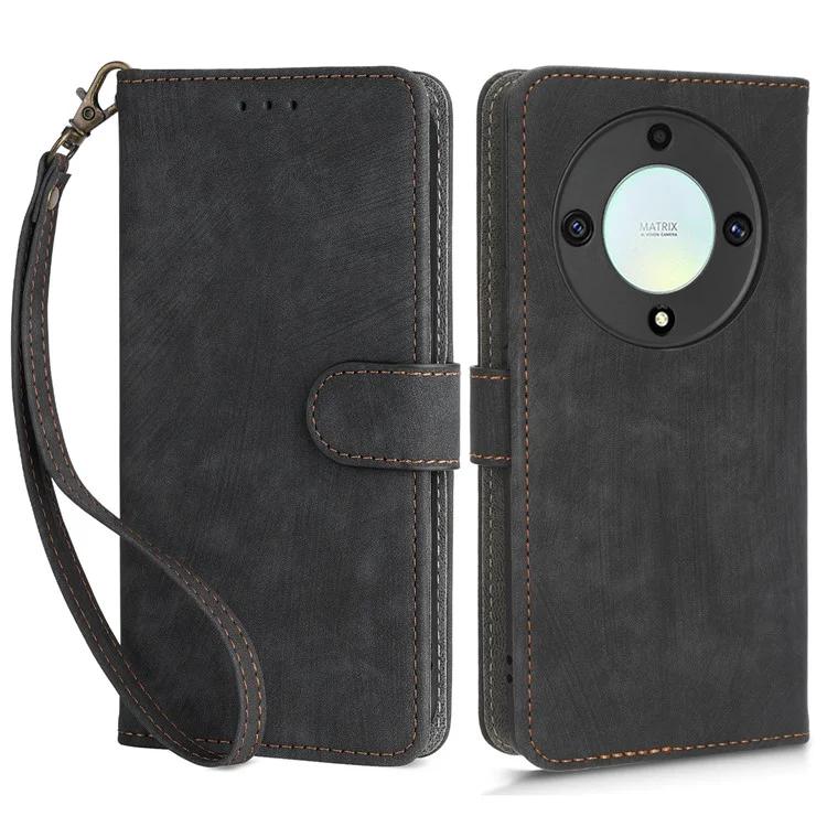 For Honor X9a 5G / X40 5G / Magic5 Lite 5G Phone Cover RFID Blocking Leather Wallet Stand Case with Strap
