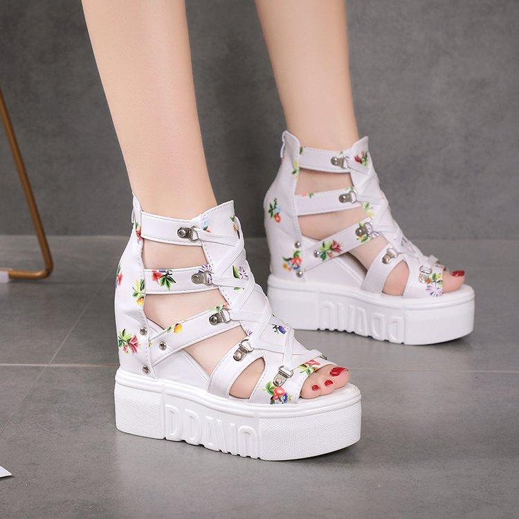 High-Heeled Sandals Women'S Summer New Style Platform Hollowed Out Fish Mouth Sandals