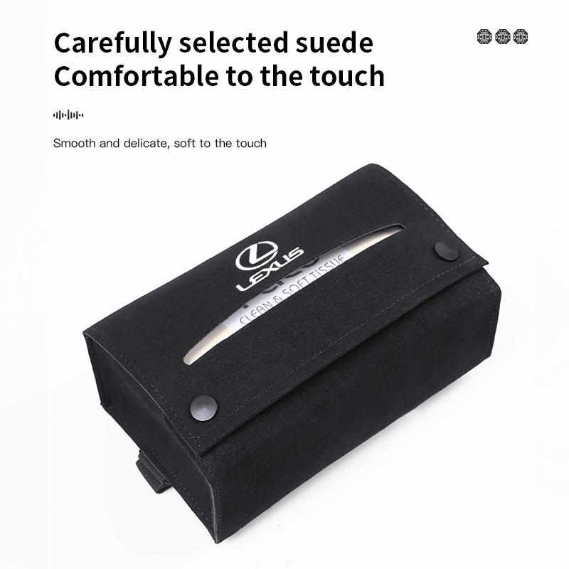 Suede Car Tissue Box Seat Hanging Storage Paper Bag For Lexus Fsport GS GX IS LS LX CT LC RC LBX NX RX 350h 450h UX 300e GX460 VG5