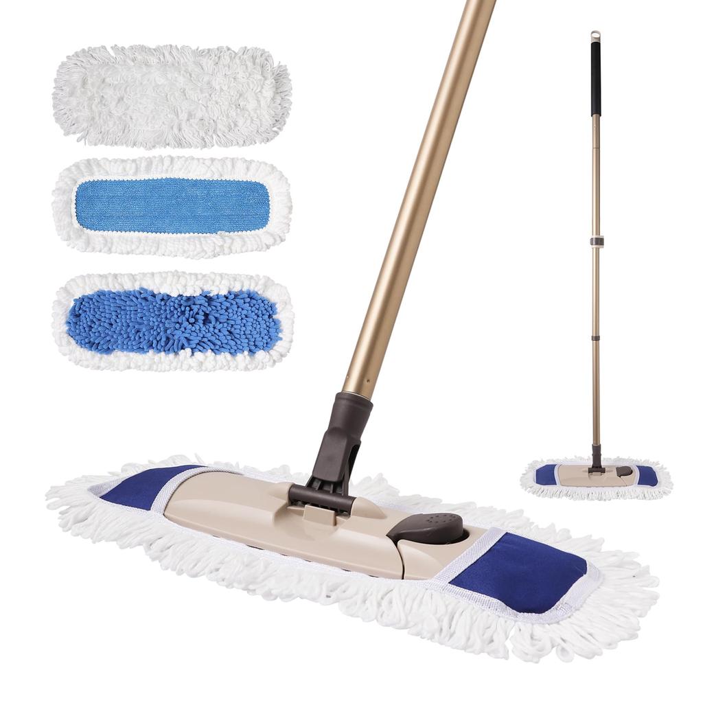 Eyliden Floor Wet Dry Cleaning Commercial 3 Types of Mop Easy To 360 Degree Extendable from 117 To 143 No Back Protects Operation Mop, Mopping,