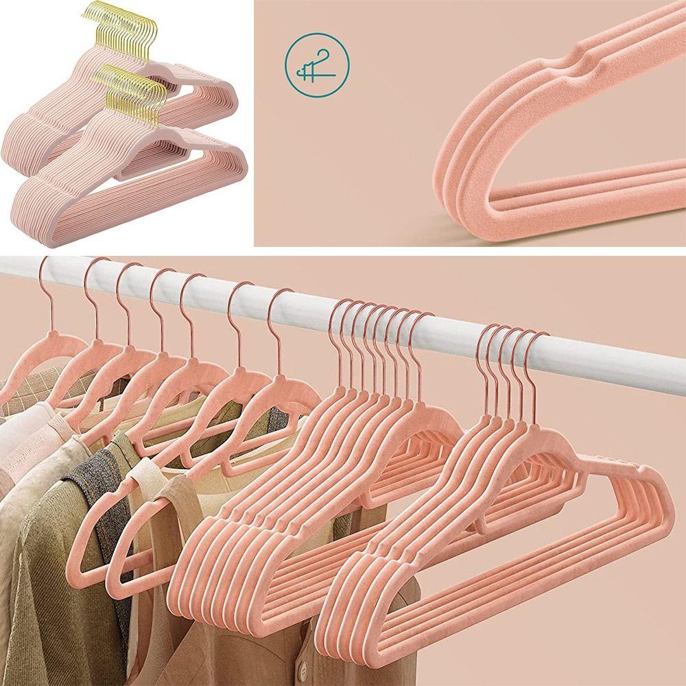 5PCS Black Dress Rack Non-slip Flocked Clothes Hangers Adult Hanger Coat Holder Velvet Hangers