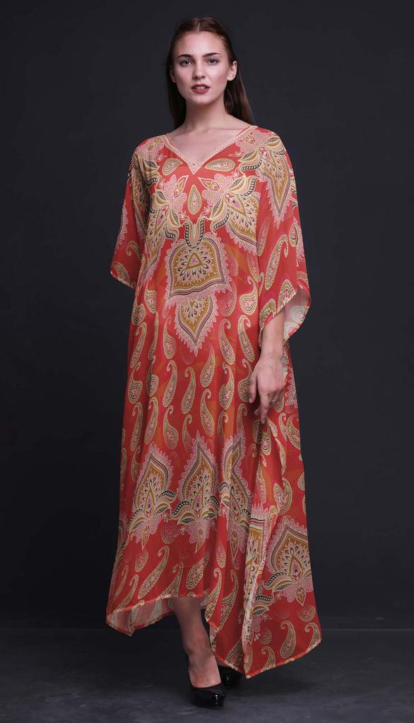 Phagun Floral & Paisley Ladies Plus Size Kaftan Summer Wear Beach Coverup Kimono