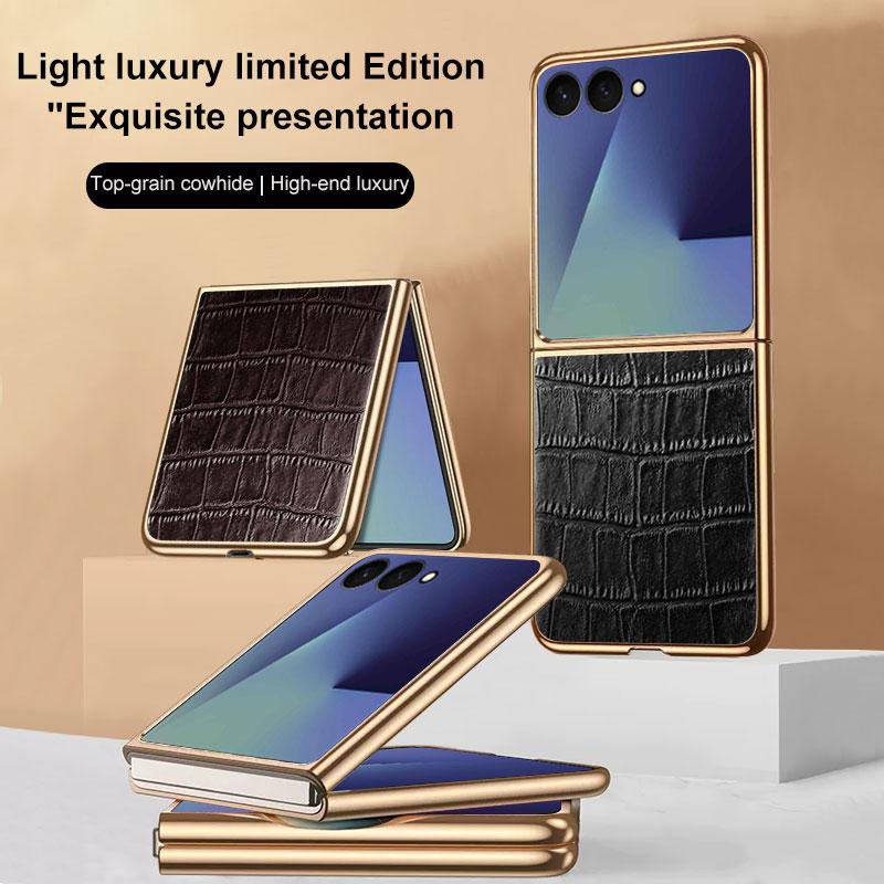 Для Samsung Galaxy Z Flip 7 Чехол Роскошный ПУ Кожа Ударопрочный Защитный Задняя Крышка Чехол Для Samsung Z Flip 7 Корпус Телефона