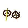 2 Vintage 12" Ship Steering Wheel Wood Brass Nautical Wall Decor
