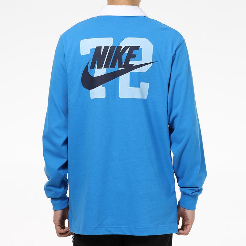 Nike Мужские рубашки-поло Синий воротник-поло Умеренный прямой крой DD6180-435
