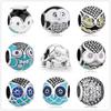 Luxury 925 Sterling Silver Turtle Owl Charm with Zirconia Bead Charms Fit Original Pendant Charm Bracelet DIY Authentic Jewelry