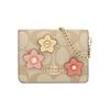 Coach Классический кожаный кошелек-кроссбоди на цепочке с цветочным принтом Monogram, мини-кошелек женский, хаки CH620-IMOT4