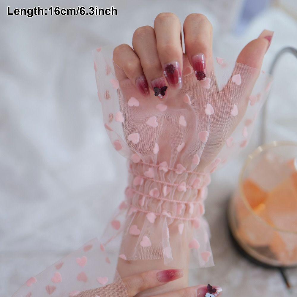 Модные Аксессуары Сердце Сетчатые Нарукавники Плиссированные Дышащие Ложные Манжеты Манжеты на Запястье Ногти Фотостудия