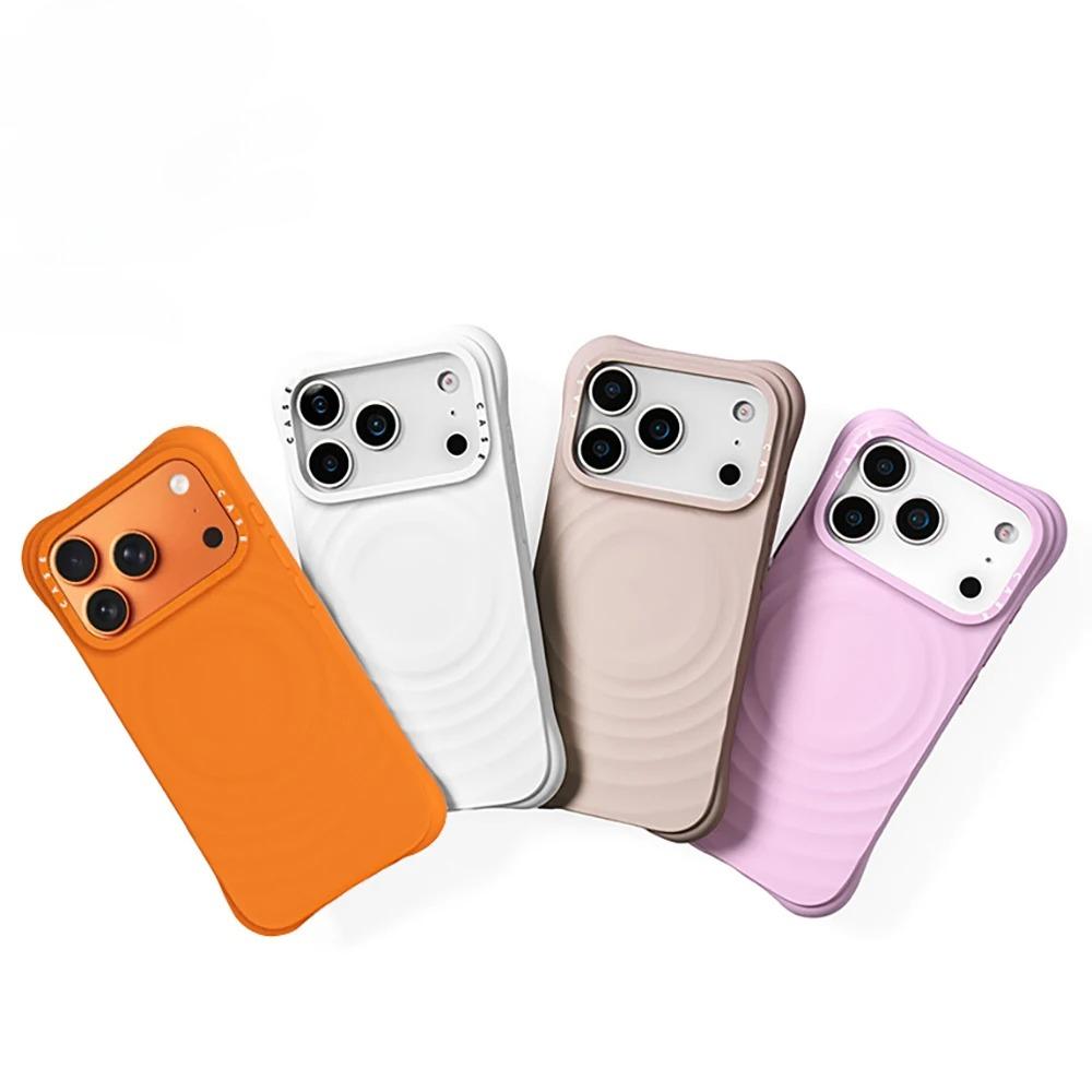 Модный чехол в стиле INS с волнами для MagSafe, силиконовый чехол для iPhone 17 Pro Max 17Pro, рамка для камеры, гравировка букв, усиленные четыре угла, противоударный чехол-подушка безопасности