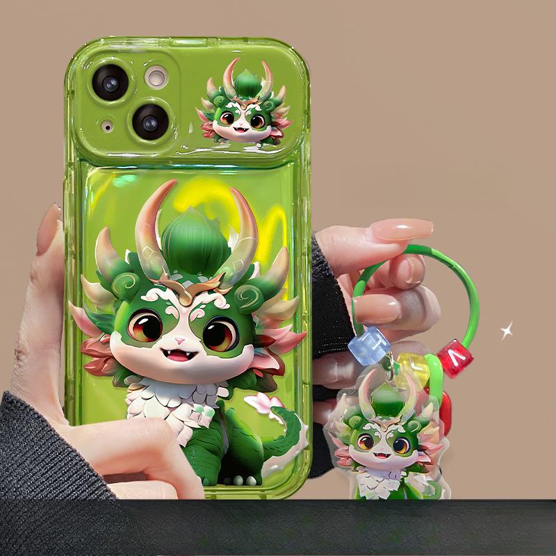 Подходит для Apple 15 Чехол для мобильного телефона iPhone 14/13promax Милый красочный кулон с драконом 11/12 Флип-зеркало