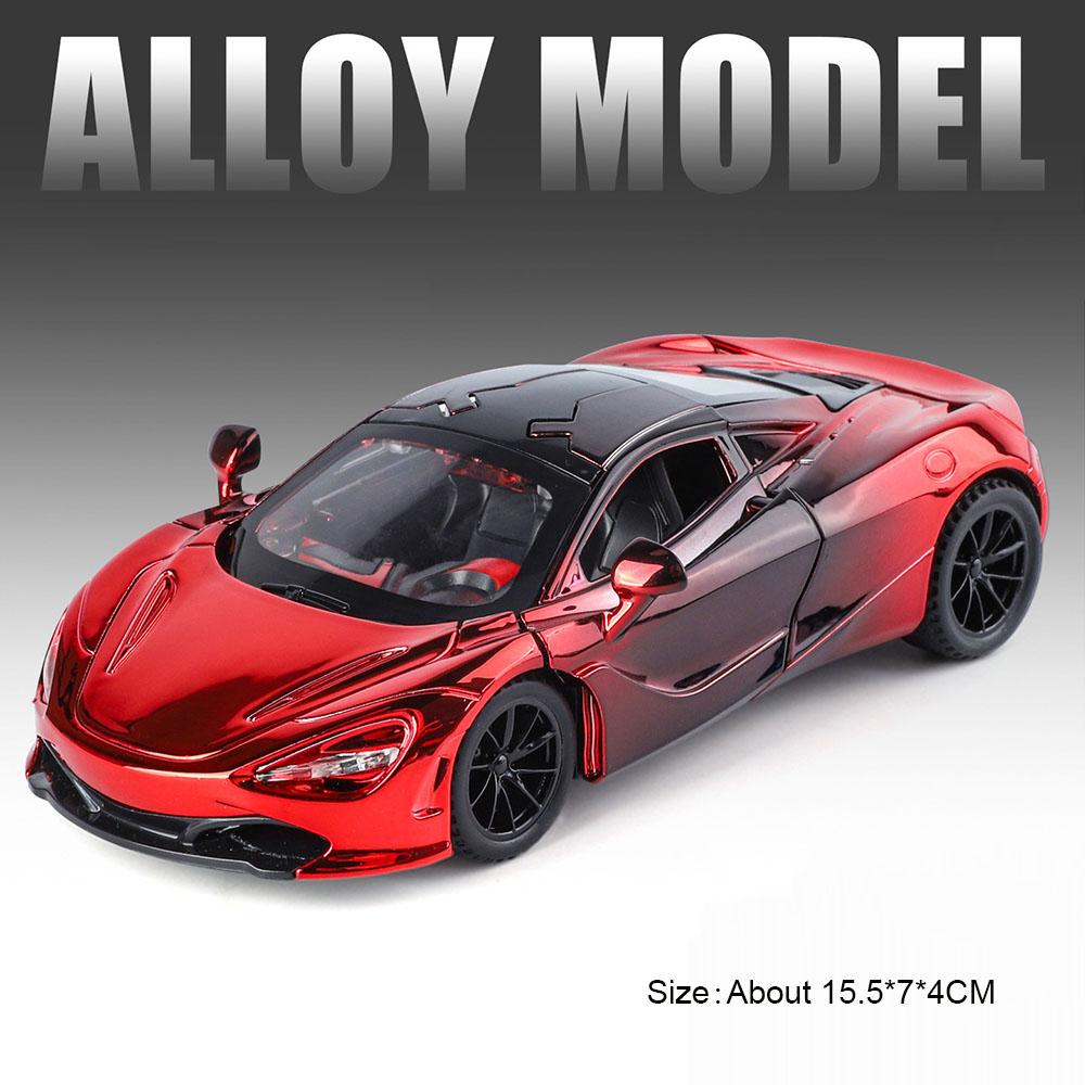1: Масштаб 32 720S Модели из сплава Игрушки Литой автомобиль Двери открываются Звук Свет Оттянуть Миниатюрные транспортные средства Настольная коллекция Украшения