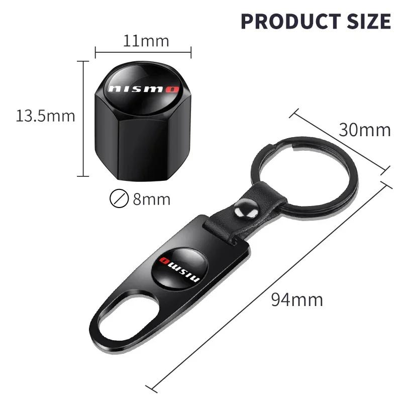 2025 J10 Hot For Nissan Car Styling Keychain Key Ring with Auto Tire Valve Caps Tyre Dust Cap For Nismo Nissan Teana Skyline Juk
