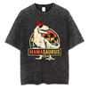 Vintage Washed Cotton T-Shirt Women Mamasaurus Graphic Tee Mother's Day Gift Acid Wash Retro Dinosaur Streetwear Top