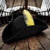 Wide Brim Tricorn Hat Feather Decorated Costume Hat Unisex Fashionable feather hat  Halloween Party