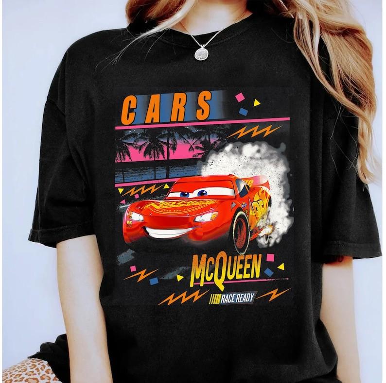 Cars Lightning Palm Tree Sunset land Family Matching Shirt
