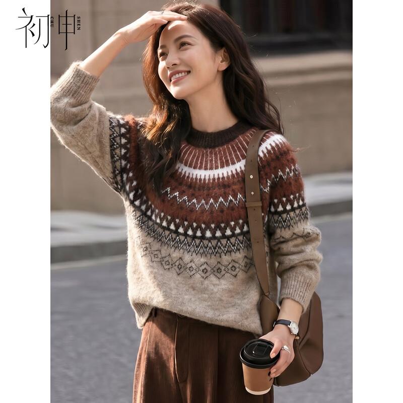 Женский вязаный свитер Chushen в стиле Fair Isle Осень/Зима