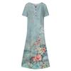 Summer Dress For Women 2023 Casual Printed V-Neck Short-Sleeve Beach Swing Dress