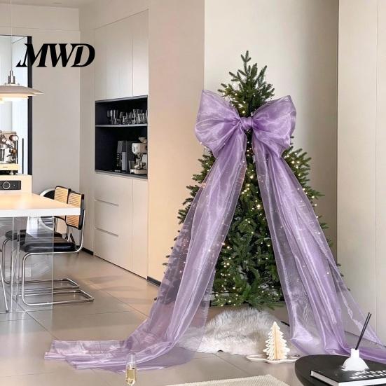 Big Fabric Bows for Birthday Events 79x20 Inch Giant Bow Christmas Tree Topper, Oversized Tulle Romantic Lawn Weddings Ornament with Long Streamer