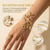 Gold Leaf Upper Arm Cuff Open Jewelry Set Luxury Armband Ring Set  Wedding