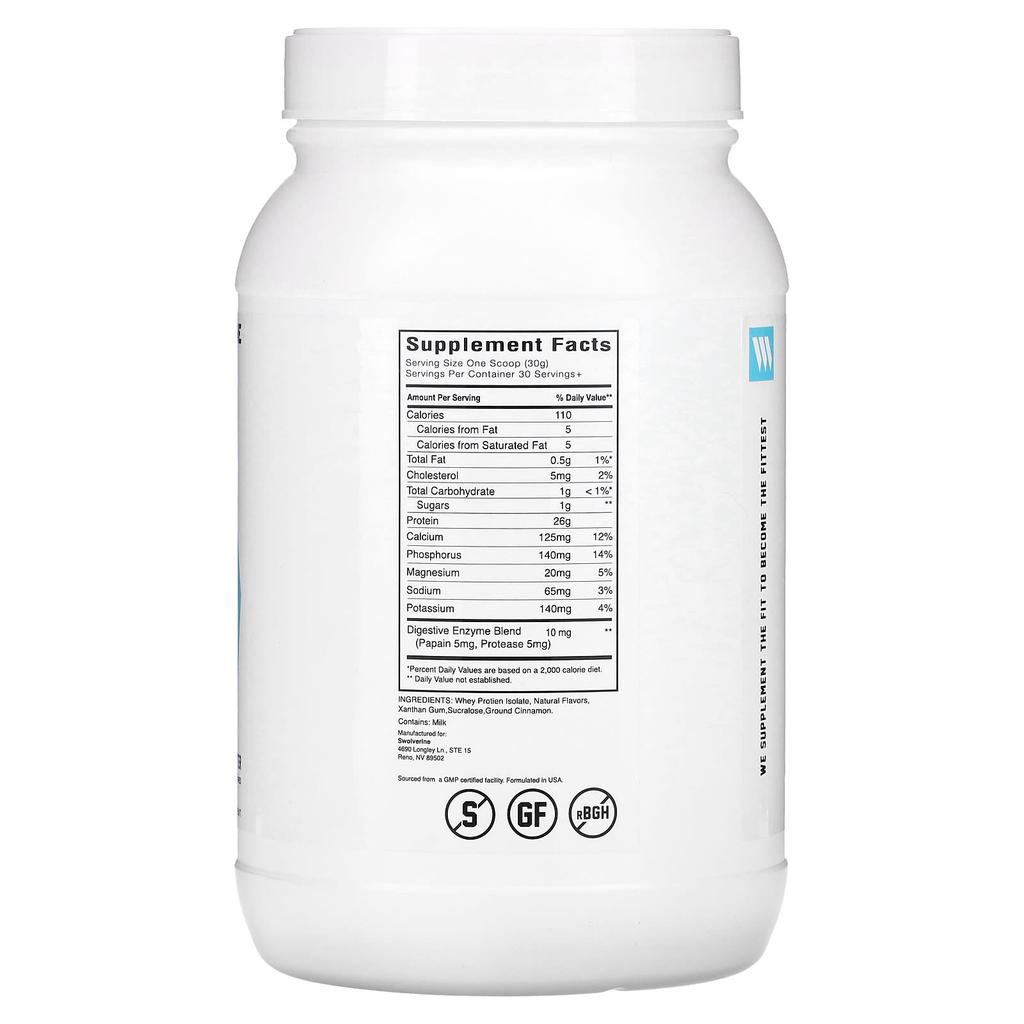Swolverine, whey isolate, honey cinnamon peanut butter, 907 g (2 lb)