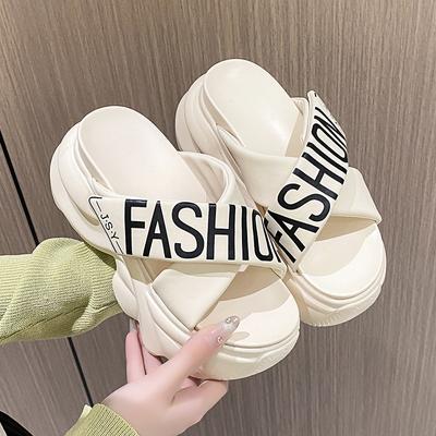 Модные летние женские тапочки на толстой подошве, шлепанцы, женская обувь на танкетке, пляжная обувь, женские тапочки на высокой платформе, сандалии для улицы 8 см