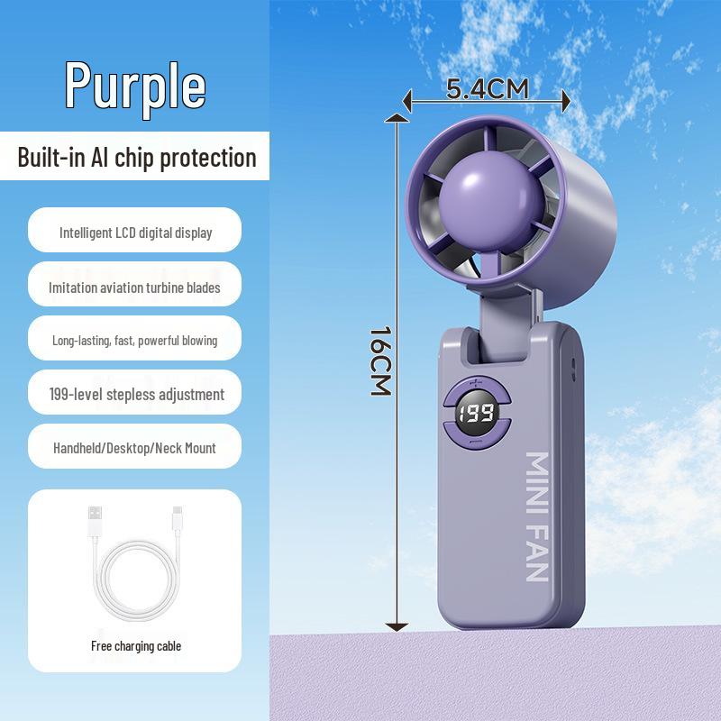 Rechargeable Mini Handheld Folding Fan with Ice Pack and Semiconductor Cooling