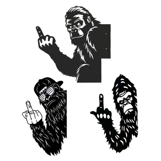 Подглядывающий снежный человек металлический знак силуэт животного средний палец знак Peaking-a-Boo снежный человек знак для сада забор дерево фермерский двор украшение