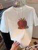 Women's Cute Strawberry Print Loose Cotton T-Shirt - Short Sleeve, Korean Style, Summer 2025