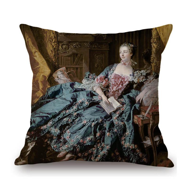 French Madame British Duchess Princess Rococo Oil Painting Art Royal Court Hotel Lobby Wall Decoration Pillow Case Cushion Cover