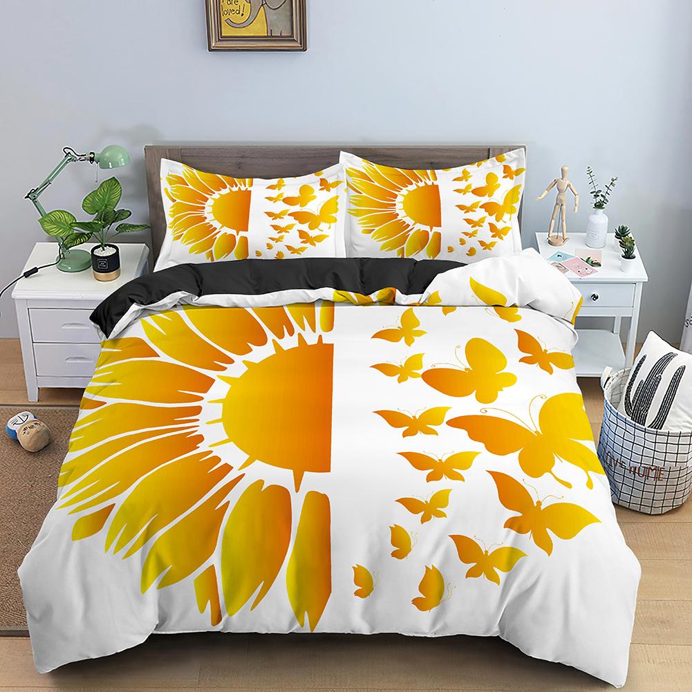 Comforter Watercolor Flowers King Queen Colorful Blooming Floral Bedding Set For Teen Adult Plant 2/3Pcs Polyester
