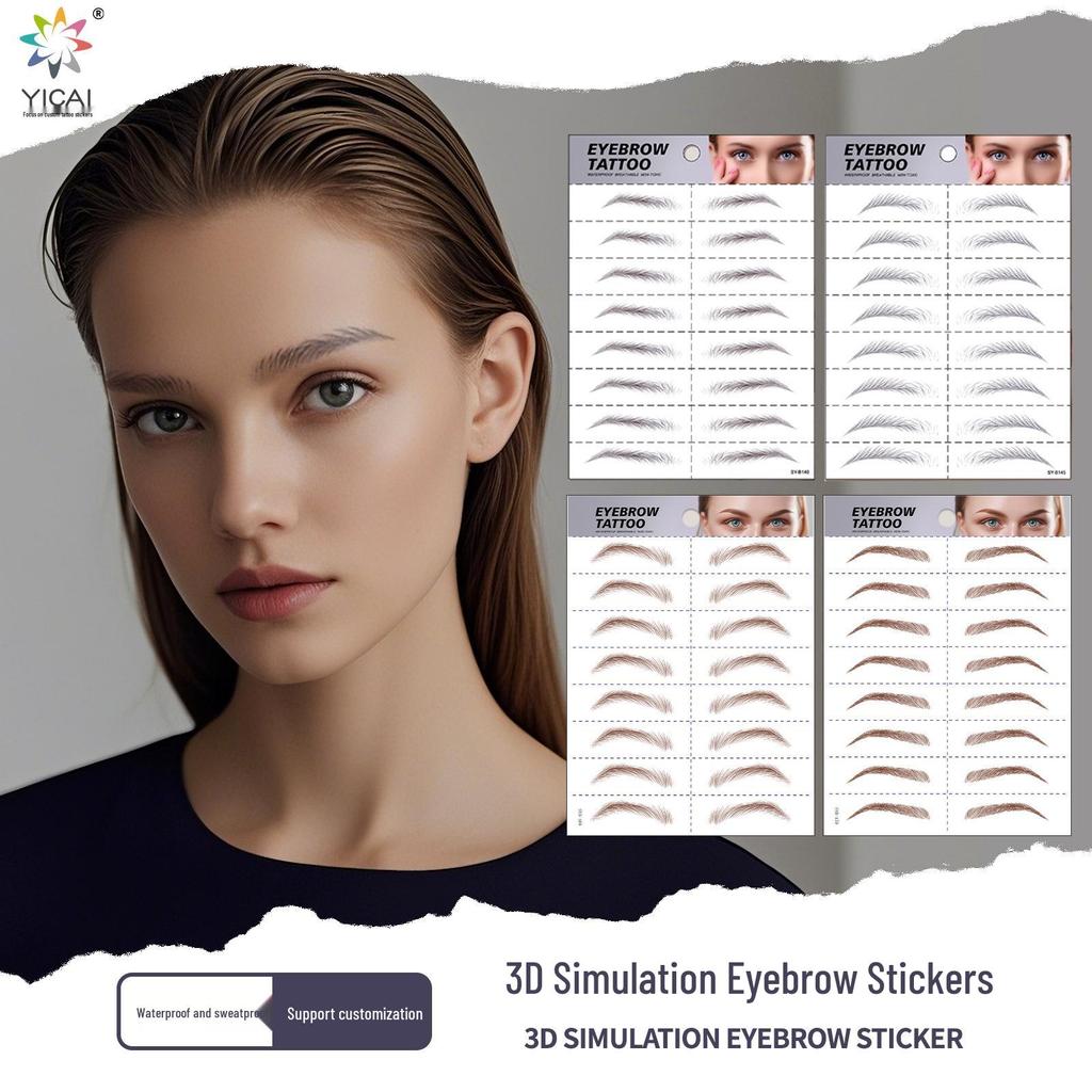 В наличии: Водонепроницаемые наклейки для татуажа бровей 6D - Черный/Коричневый Симуляция микроблейдинга