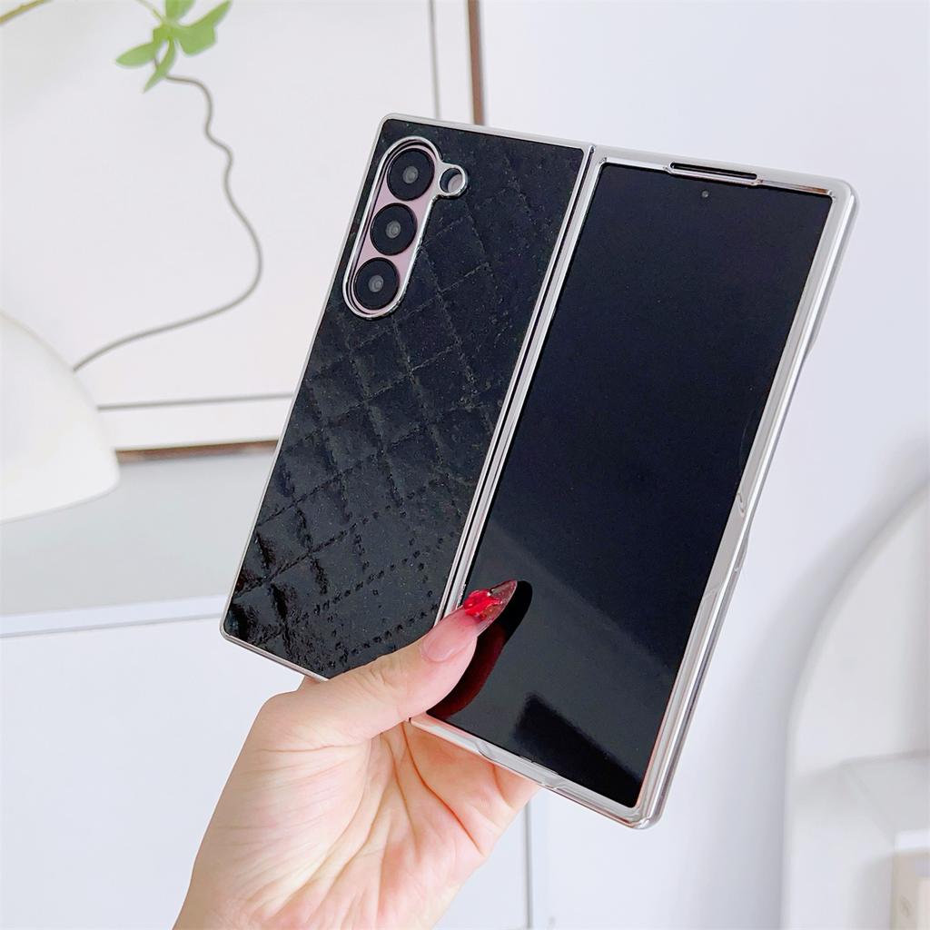 Чехол-бампер с гальваническим покрытием для Samsung Galaxy Z Fold 7 6 5 4 3 Fold7 Fold6 Fold5 Роскошный кожаный ударопрочный защитный чехол