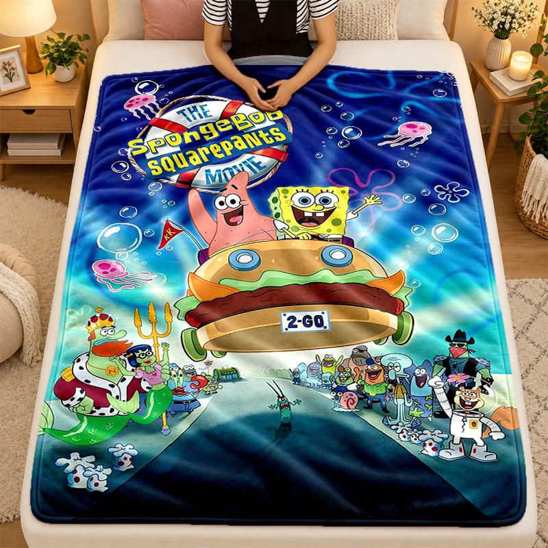 Flannel BlanketSpongeBob Football Warm Soft Throw Blanket for Indoor Sofa Bed Living Room Use