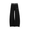 Womens High Waist Leopard Print Jeans Loose Fit Star Wide Leg Trousers Streetwear