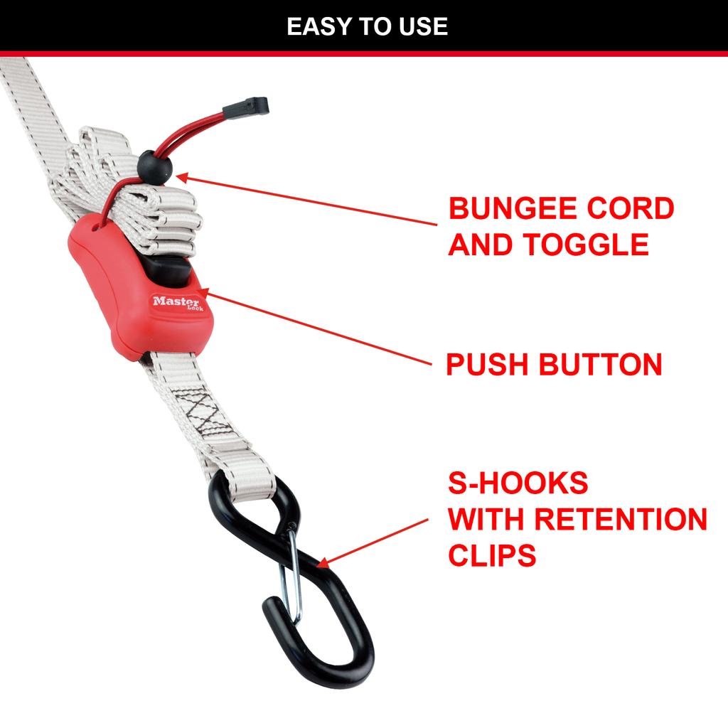 Master Lock Tie Down Strap with Hooks and Buckle, 180 x 2,5 cm