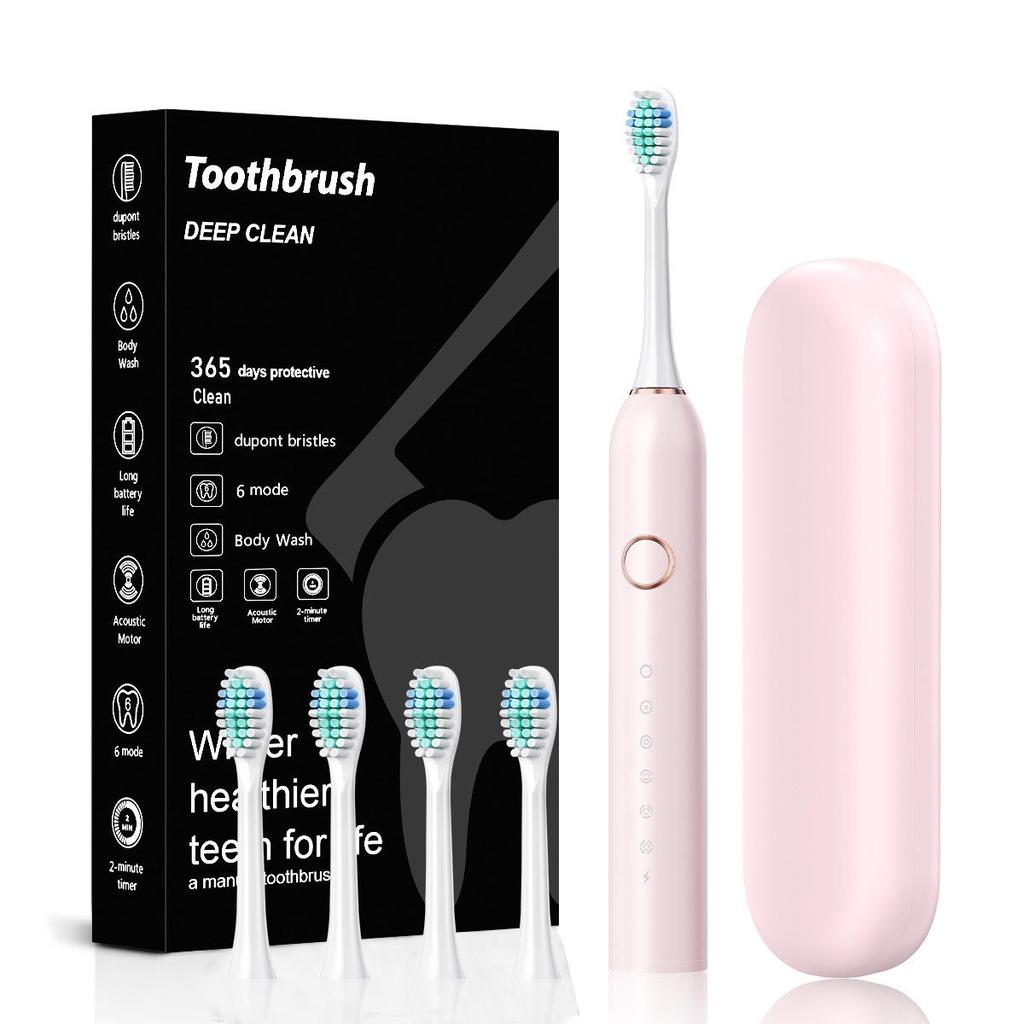 Электрическая зубная щетка Sonic 6-Speed Electric Toothbrush 2024 года — мягкая щетина для взрослых, набор для пары