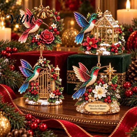 Home Party Wall Hanging Acrylic Christmas Tree Pendant, Decorative Ornament, Exquisite Xmas Pendant Decorations for Garden Fireplace Holiday Supplies