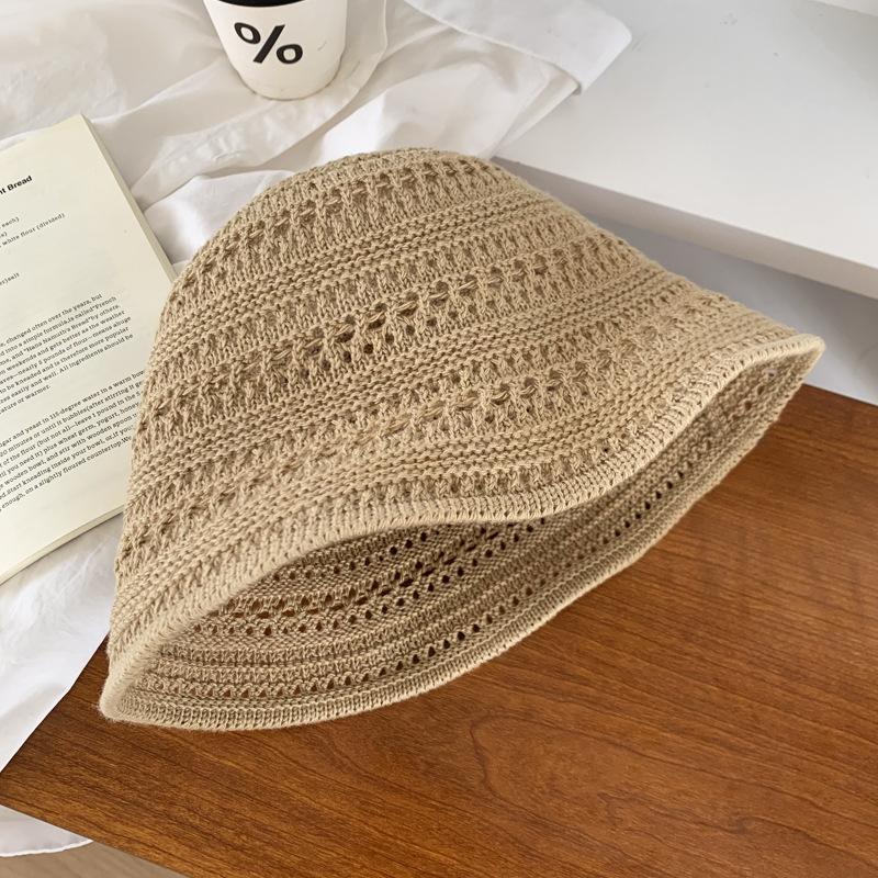 Панама женская летняя новая вязаная ажурная панама солнцезащитная шляпа универсальная шляпа-ведро