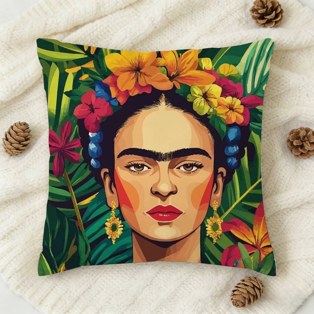 pc Frida Cartoon Style Doublesided Printed Square Decorative Cushion Cover for Sofa Living Room Home Decor