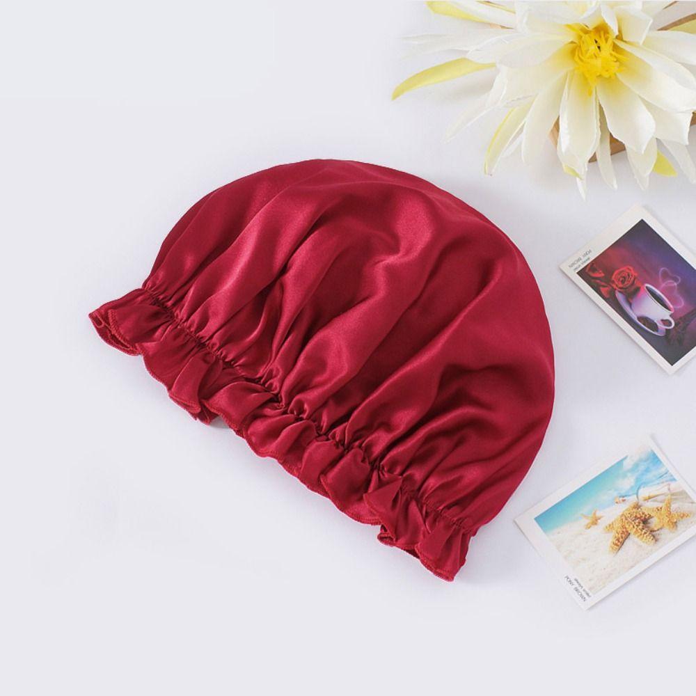 Elastic Large Silk Sleeping Cap Fashion Hair Loss Hats New Women Hair Bonnets