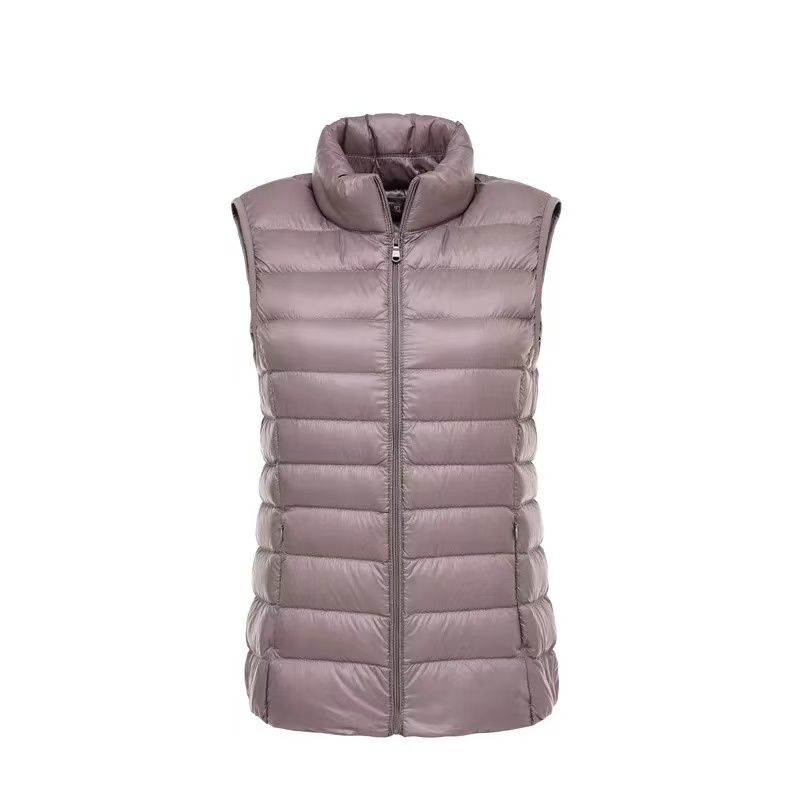Легкий однотонный женский пуховый жилет, короткий жилет, жилет с воротником-стойкой, легкие пальто на 90% из белого утиного пуха, куртка