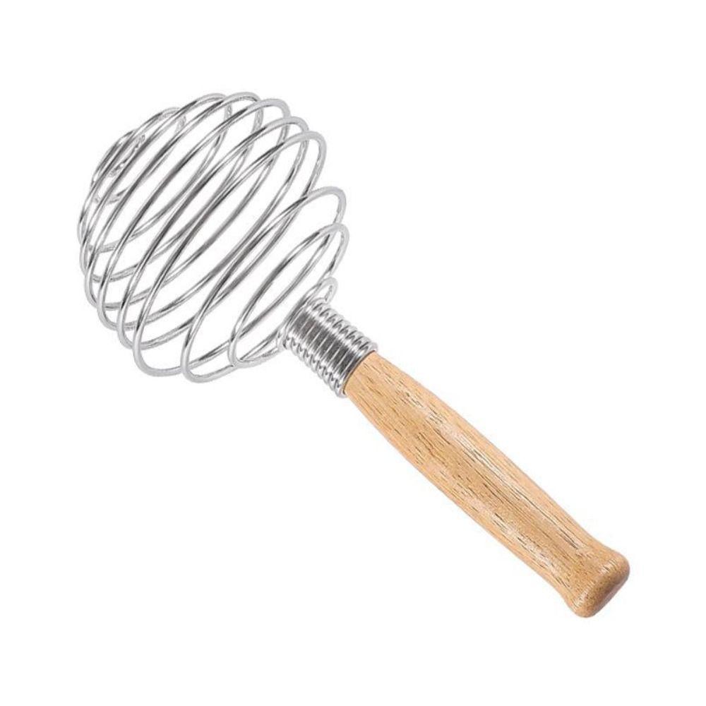 Wood Handle Spring Egg Whisk Stainless Steel Egg Mixer Kitchen Supplies Spiral Egg Beater Butter