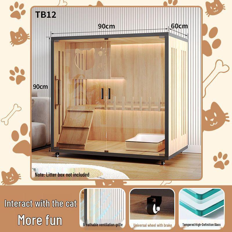 Деревянная вилла для кошек в помещении: Многофункциональный шкаф-укрытие и кровать для питомца