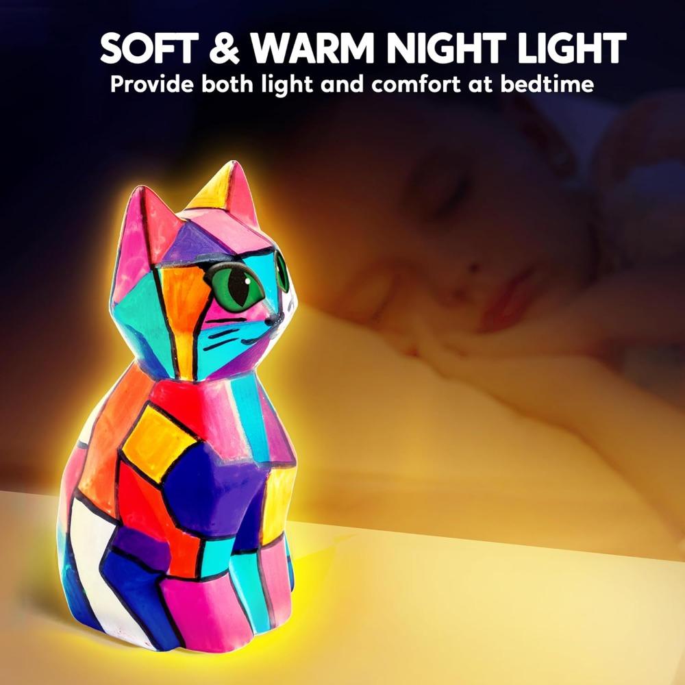 JOYFY Детский DIY Ночник Раскрась Свою Кошку Лампу Школьные Мероприятия Художественные Принадлежности Игрушки для Девочек Мальчиков Возраст 6+ Подарки на День Рождения
